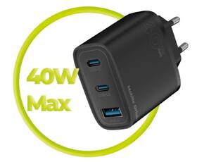 Nabíječka do sítě Mobile Origin GaN 40W MO13, 1x USB-A,  2xUSB-C černá

 obrázek produktu 10 z 12