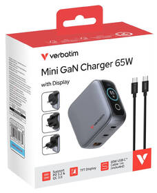 Cestovní adaptér Verbatim Mini GaN LCD, 2x USB-C PD 65 W, 1x USB-A QC 3.0 černý

 obrázek produktu 9 z 9