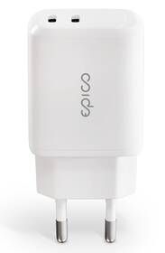 Nabíječka do sítě Epico 2x USB-C, 45W bílá barva

