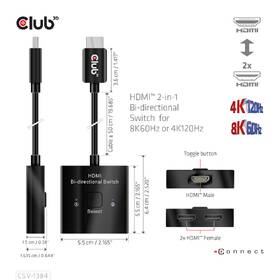 Redukce Club3D HDMI / 2x HDMI 2v1, 8K60Hz, 4K120Hz černá

 obrázek produktu 4 z 6