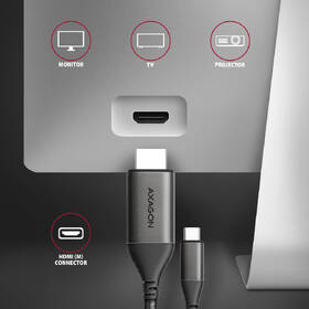 Kabel Axagon USB-C / HDMI 2.0, 1.8m, 4K/60Hz HDR10 černá barva
