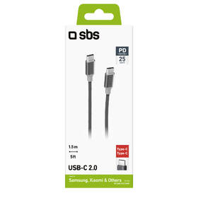 Kabel SBS USB-C/USB-C, PD, 25 W, 1,5 m černý

 obrázek produktu 1 z 1