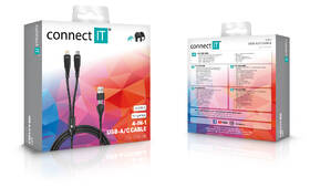 Kabel Connect IT Wirez 4in1 1x USB-C, 1x Lightning, 1,25 m černý

 obrázek produktu 4 z 4