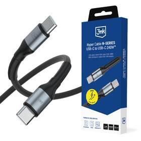 Kabel 3mk rychlonabíjecí Hyper Cable N-SERIES USB-C / USB-C, Power Delivery, QC 3.0, 240W, 1m černý

 obrázek produktu 1 z 1