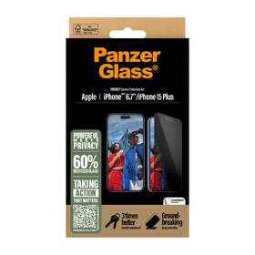 Tvrzené sklo PanzerGlass Privacy na Apple iPhone 16 Plus/15 Plus s instalačním rámečkem 

 obrázek produktu 2 z 4