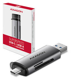 Čtečka paměťových karet Axagon Card Reader USB3.2 Gen 1 Type-C + Type-A, SD/microSD, UHS-I stříbrná

 obrázek produktu 9 z 9