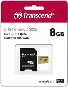 Paměťová karta Transcend 500S microSDHC 8GB UHS-I U1 (Class 10) (95R/60W) + adapter 

 obrázek produktu 1 z 1