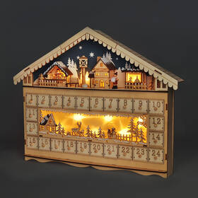 LED dekorace Solight adventní kalnedář - horská chata, 10x LED, 50x40cm, 2x AA 

 obrázek produktu 2 z 6
