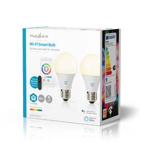 Chytrá žárovka Nedis SmartLife klasik, Wi-Fi, E27, 806 lm, 9 W, RGB / Teplá - studená bílá, 2ks 

 obrázek produktu 7 z 7