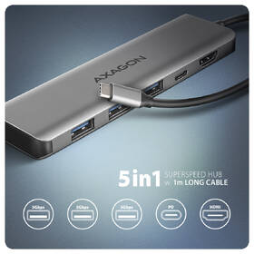 USB Hub Axagon HMC-5H USB-C 5Gbps 5in1 hub stříbrný

 obrázek produktu 1 z 3