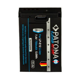 Baterie PATONA pro foto Canon LP-E12 750mAh Li-Ion Platinum, USB-C černá

 obrázek produktu 4 z 4