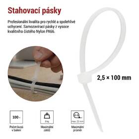 Stahovací pásky EMOS 100×2,5MM, 100KS bílé

 obrázek produktu 6 z 8