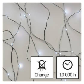Vánoční osvětlení EMOS 10 LED nano řetěz stříbrný, 0,9 m, 2x AA, vnitřní, studená bílá, časovač 

 obrázek produktu 5 z 9