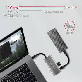USB Hub Axagon USB 3.2 Gen 2 10 Gb/s hub, 2x USB-A, 2x USB-C, kabel USB-C 13cm šedý

 obrázek produktu 2 z 5