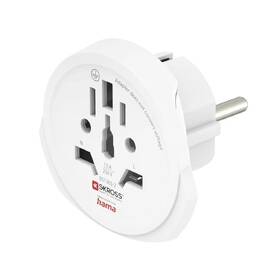 Cestovní adaptér Hama World Travel Pro Light USB, 3-pól, 2xUSB-A bílý

 obrázek produktu 3 z 4