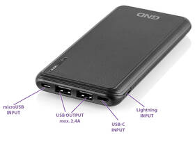 Powerbanka GND 10000 mAh, USB-C, Lightning černá

 obrázek produktu 1 z 6