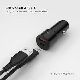 Adaptér do auta FIXED 63W, USB-C/USB-A, PD 3.0 černý

 obrázek produktu 3 z 8