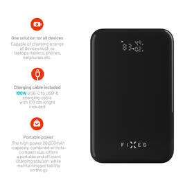 Powerbanka FIXED Zen 20 Pro, 20 000 mAh, 130W, LCD displej černá

 obrázek produktu 5 z 11