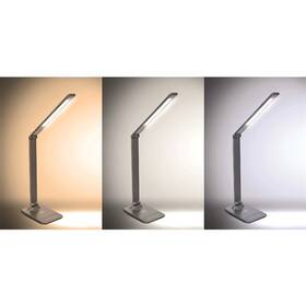 Stolní LED lampička Solight stmívatelná, 10W, bezdrátové nabíjení telefonu šedá barva
