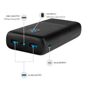 Powerbanka FIXED Zen 20 s LCD displejem a výstupem PD 20W, 20 000 mAh černá

 obrázek produktu 3 z 6