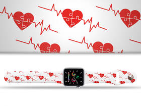 Řemínek Mi-Band na Apple Watch 42/44/45/49 mm - motiv EKG puzzle, bílý 

 obrázek produktu 1 z 3
