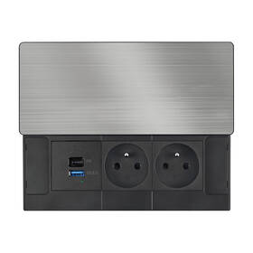 Zásuvkový modul Solight 2 zásuvky, USB-A, USB-C, PD 20W, s posuvným krytem, 2 m stříbrný

 obrázek produktu 1 z 6