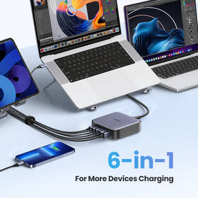 Nabíječka do sítě UGREEN 2x USB, 4x USB-C, 200W, Gan šedá

 obrázek produktu 2 z 9
