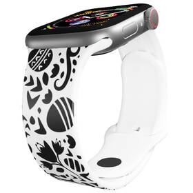 Řemínek Mi-Band na Apple Watch 42/44/45/49 mm - motiv Černobílá kuřátka , bílý 

 obrázek produktu 2 z 3
