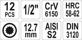Sada bitů YATO YT-7753 (12 ks) 

 obrázek produktu 2 z 2