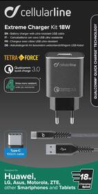 Nabíječka do sítě CellularLine Tetra Force 18W, QC 3.0 + USB-C kabel 1m černá

 obrázek produktu 3 z 3