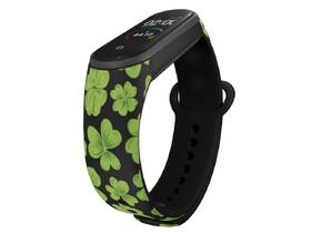 Řemínek Mi-Band na Xiaomi Mi Band 5/6 - motiv Čtyřlístek pro štěstí, černý 

 obrázek produktu 2 z 3