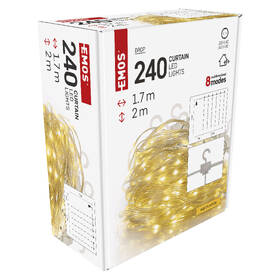 Vánoční osvětlení EMOS 240 LED drop řetěz – záclona, 1,7x2 m, venkovní i vnitřní, teplá bílá, programy 

 obrázek produktu 14 z 15