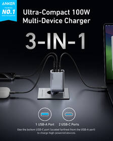 Nabíječka do sítě Anker Prime Charger 100W GaN, 2xUSB-C, 1xUSB-A stříbrná

 obrázek produktu 1 z 5