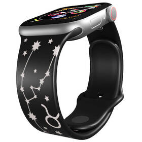 Řemínek Mi-Band na Apple Watch 42/44/45/49 mm - motiv Znamení zvěrokruhu Býk, černý 

 obrázek produktu 2 z 3