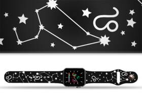 Řemínek Mi-Band na Apple Watch 42/44/45/49 mm - motiv Znamení zvěrokruhu Lev, černý 

 obrázek produktu 1 z 3