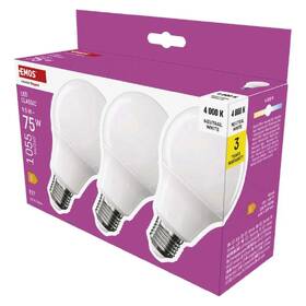 Žárovka LED EMOS Classic, E27, 9,5W, neutrální bílá (3 ks) 

 obrázek produktu 3 z 3