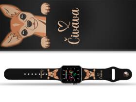 Řemínek Mi-Band na Apple Watch 42/44/45/49 mm - motiv Čivava na černé, černý 

 obrázek produktu 1 z 3