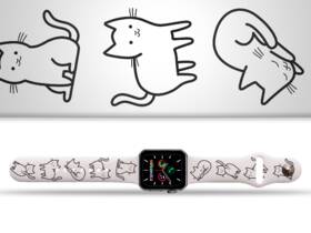 Řemínek Mi-Band na Apple Watch 42/44/45/49 mm - motiv Kočičí farma, bílý 

 obrázek produktu 1 z 3