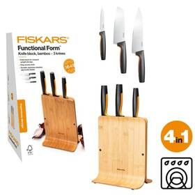 Sada kuchyňských nožů Fiskars 3 ks + blok 

 obrázek produktu 2 z 2