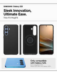 Kryt na mobil Spigen Thin Fit MagSafe na Samsung Galaxy S25 černá barva
