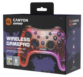 Gamepad Canyon GPW-04 RGB 5v1 (PS3, PS4, XBOX, Android, PC) průhledná
