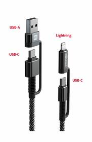 Kabel Swissten ARAMID REINFORCED 4v1, USB-C/USB, USB-C/Lightning, 1,5 m antracitový

 obrázek produktu 1 z 3