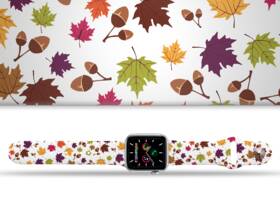 Řemínek Mi-Band na Apple Watch 42/44/45/49 mm - motiv Spadané listí, bílý 

 obrázek produktu 1 z 3