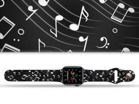 Řemínek Mi-Band na Apple Watch 42/44/45/49 mm - motiv Noty, černý 

 obrázek produktu 1 z 3