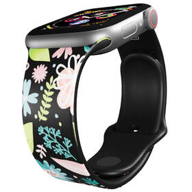Řemínek Mi-Band na Apple Watch 42/44/45/49 mm - motiv Květy a větvičky, černý 

 obrázek produktu 2 z 3