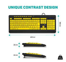 Klávesnice Connect IT For Health Contrast, CZ/SK layout černá/žlutá

 obrázek produktu 4 z 5