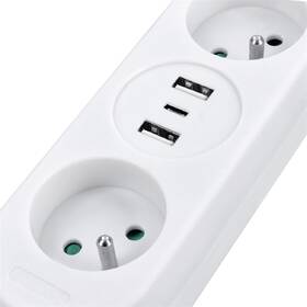 Kabel prodlužovací Solight 2x zásuvka, 2x USB + 1x USB-C, 1,5 m bílý

 obrázek produktu 7 z 12