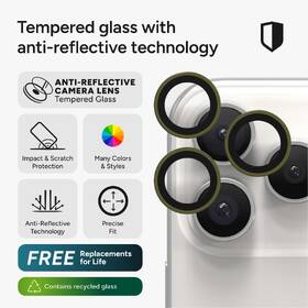 Ochranné sklo čočky fotoaparátu ZAGG InvisibleShield Premium GL (CameraRings) na Apple iPhone 17 Pro/17 Pro Max/16 Pro/16 Pro Max/15 Pro/15 Pro Max zelené

 obrázek produktu 5 z 11