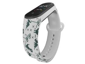 Řemínek Mi-Band na Xiaomi Mi Band 5/6 - motiv Dinosaurus z pixelů, bílý 

 obrázek produktu 2 z 3