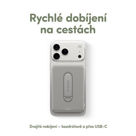 Powerbanka PanzerGlass empower Qi2 5000 mAh, MagSafe, KickStand šedá

 obrázek produktu 6 z 9